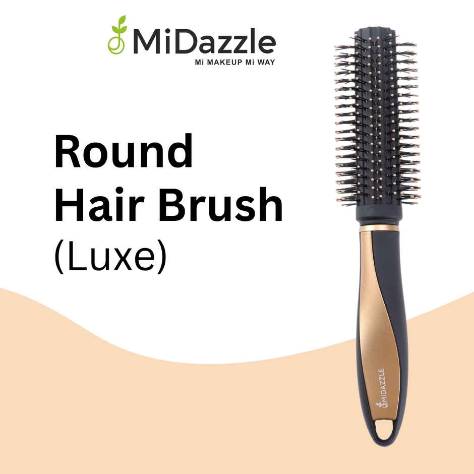 Midazzle Premium Round Black And Gold Hair Brush | MIHB0008