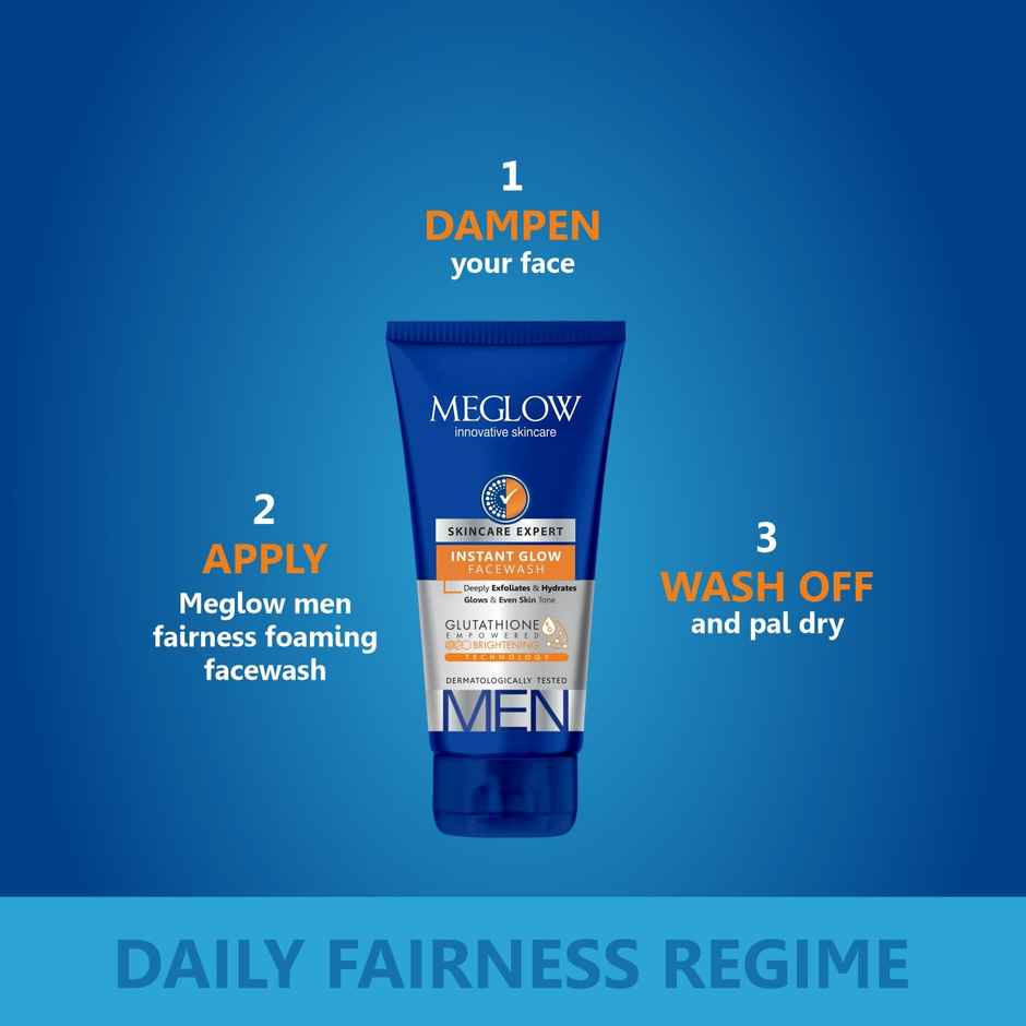 Meglow Skin Brightening Men Face Wash | Lightening Formula | Clear | Radiant Skin