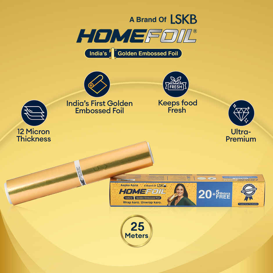 HOMEFOIL 25 Meter Golden Embossed Aluminium Foil