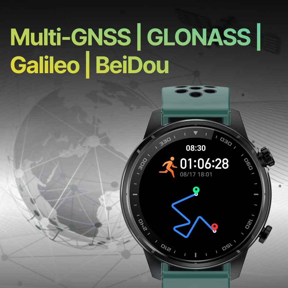 Cult Velocity with Built-in Turbo Track GPS, 1.43'' AMOLED, Compass, BT Calling Smartwatch (Green)