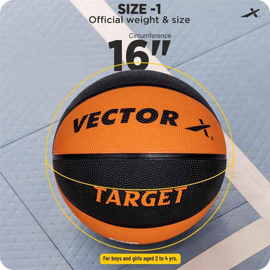 Vector X Target 8 Panel Rubberized Moulded Basketball | Size - 1