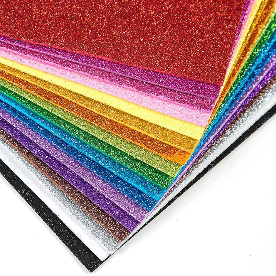 EVA Foam Glitter Sheets A4 Size, Assorted Colours