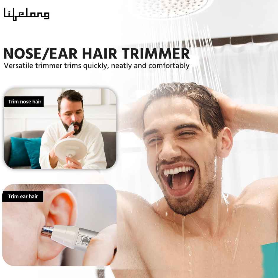 Lifelong Llpcm300 Rechargeable Nose And Ear Trimmer; 40 Minutes Runtime And Washable; For Men, Women