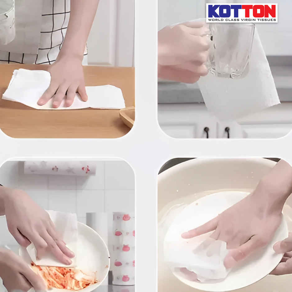 Kotton Box Kitchen Towel 2 Ply - 100% Virgin Pulp/Paper, 60 pulls single, 20 cm*20 cm