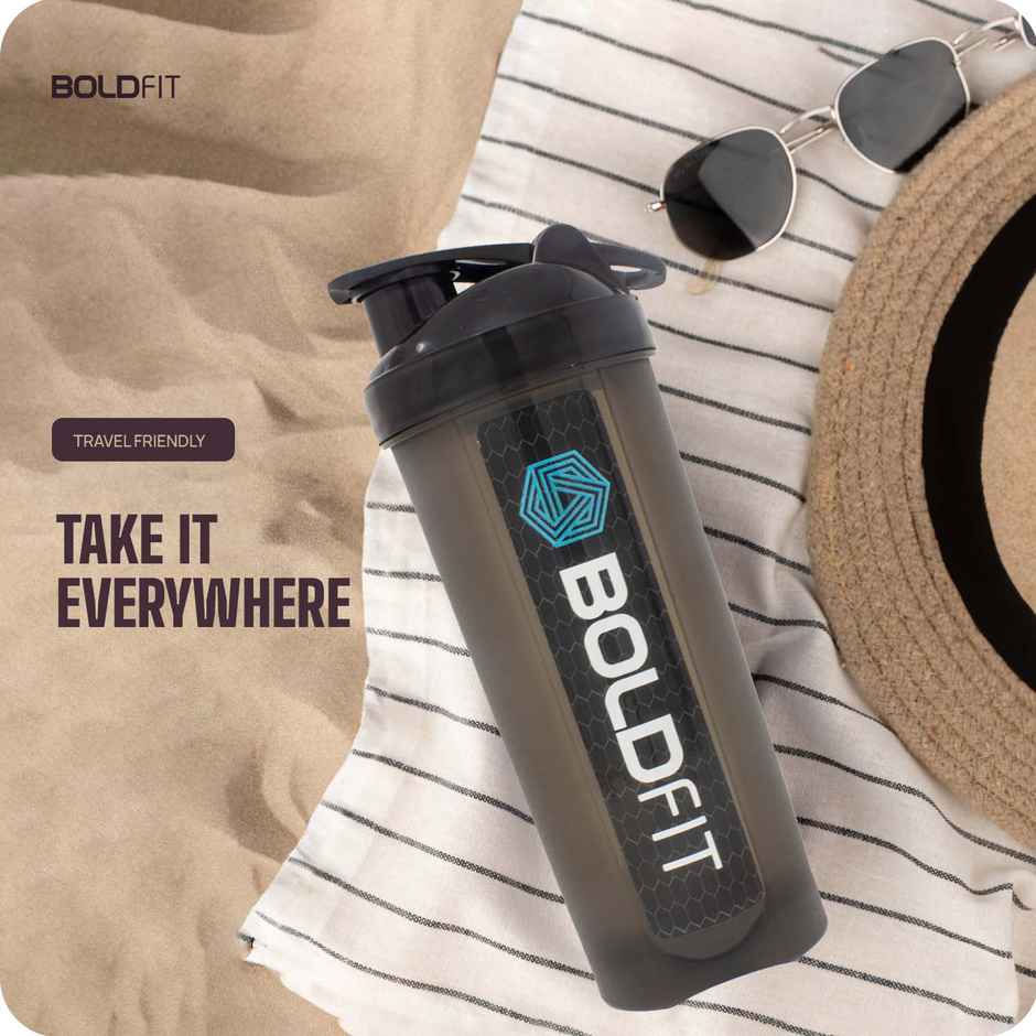 Boldfit Gym Typhoon Shaker Bottle | 700 ml | 100% Leakproof | Black