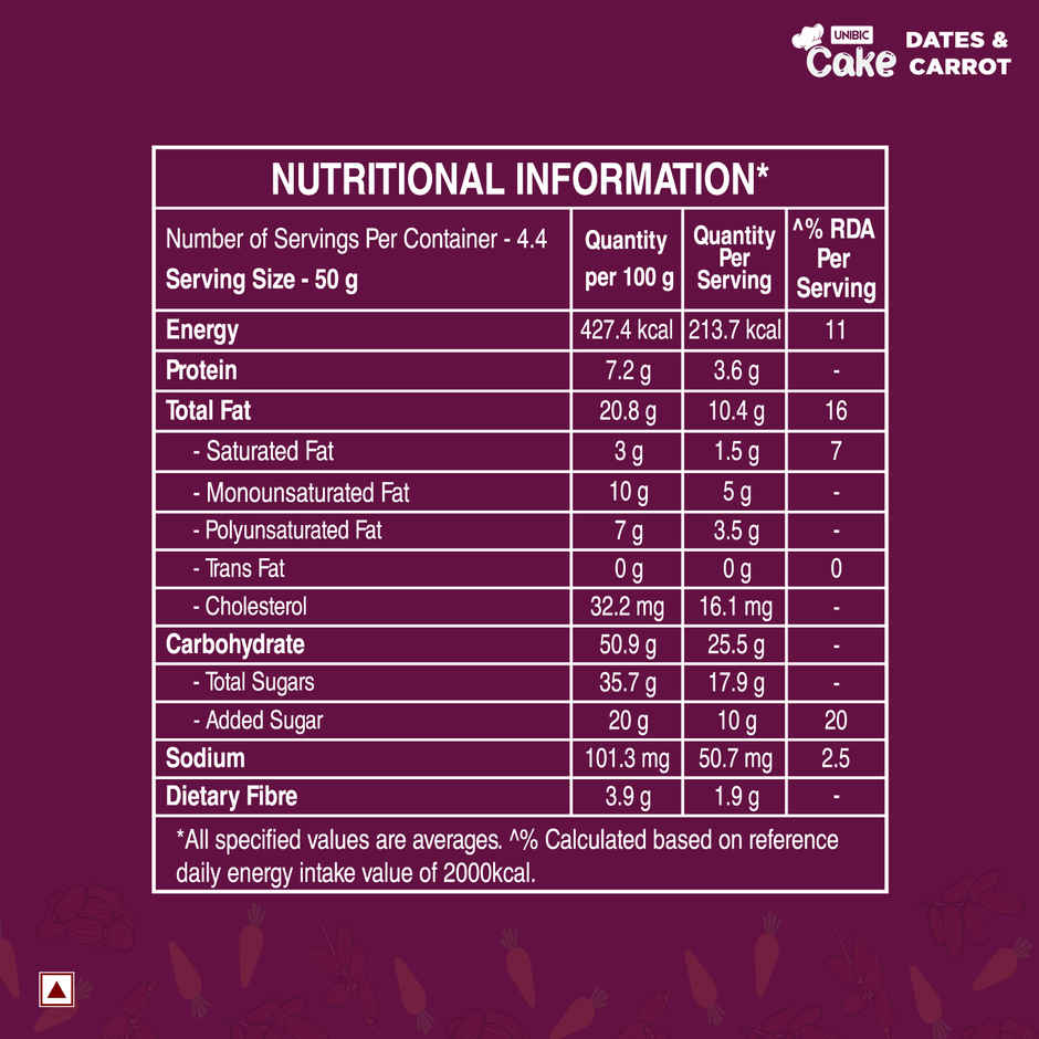 UNIBIC Cake - Dates & Carrot