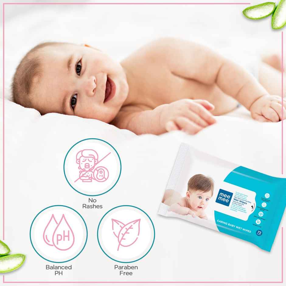 Mee Mee Baby Gentle Wet Wipes With Aloe Vera Extracts | 72 Pulls Per Pack