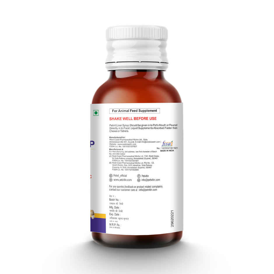 Petvit Liver Syrup With 15 Active Ingredients For Healthy Liver