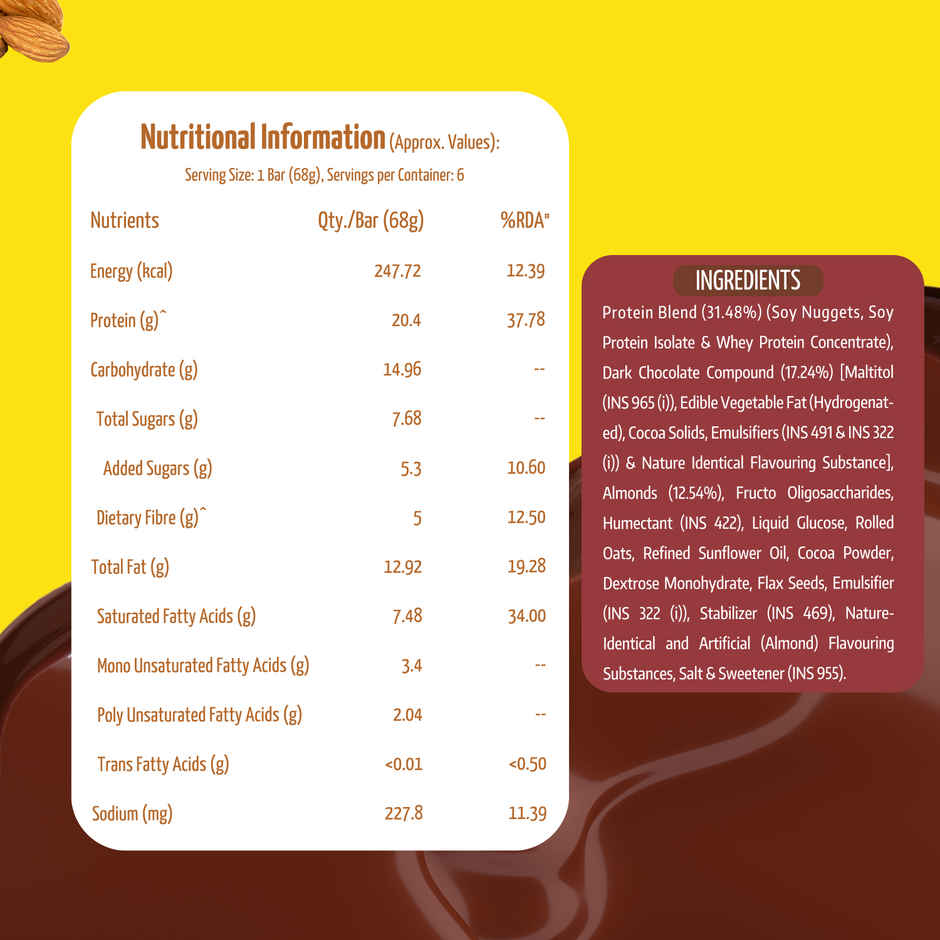 MuscleBlaze 20g Protein Bar (Choco Almond) Combo