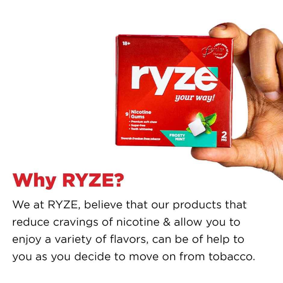 Ryze Frosty Mint Nicotine Gums 2MG | 9 Gum Blister