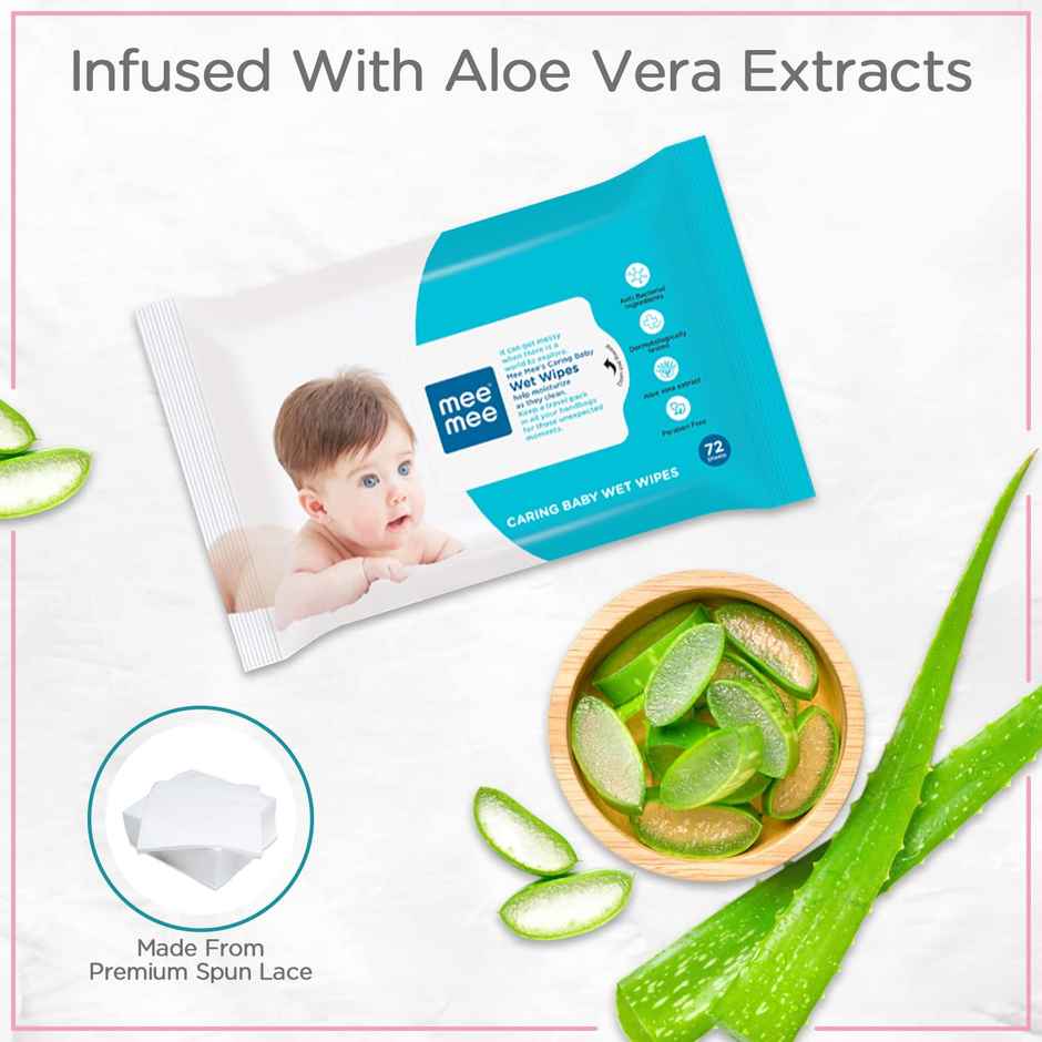 Mee Mee Baby Gentle Wet Wipes With Aloe Vera Extracts | 72 Pulls Per Pack
