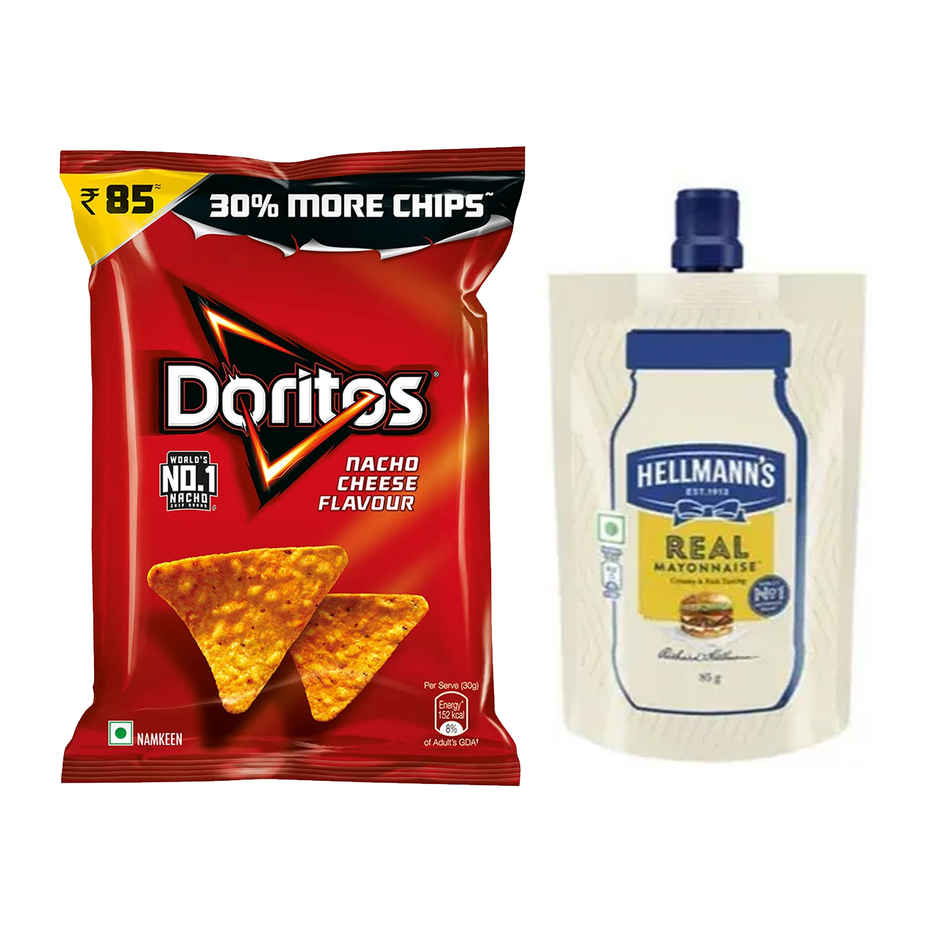 Hellmann's Veg Mayonnaise(85gms) & Doritos Nacho Chips - Cheese Flavour(153gms) Combo