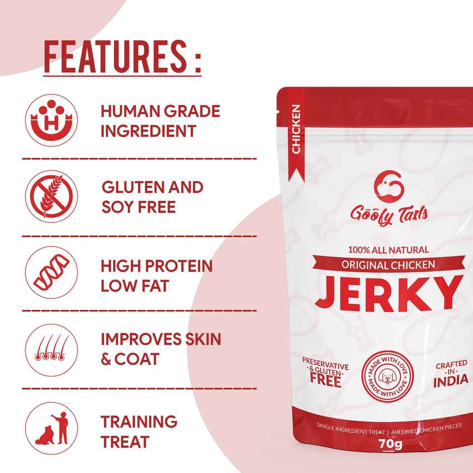Goofy Tails Original Chicken Jerky Dog Treats, Preservatives Free