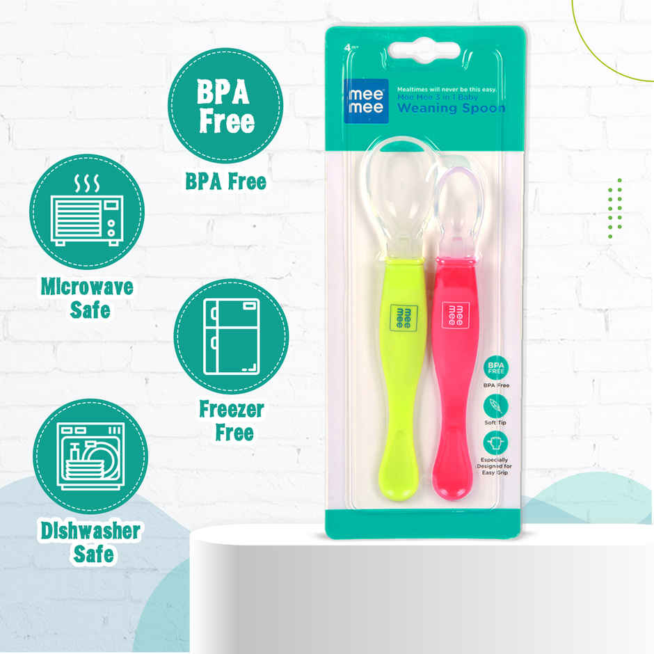 Mee Mee BPA Free Bendable Baby Feeding Spoon with Rounded tip,Soft Silicone,for 1+ Baby