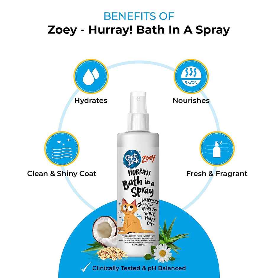 Captain Zack Zoey Hurray Bath In A Spray Waterless Shampoo Spray For Shiny Happy Faces