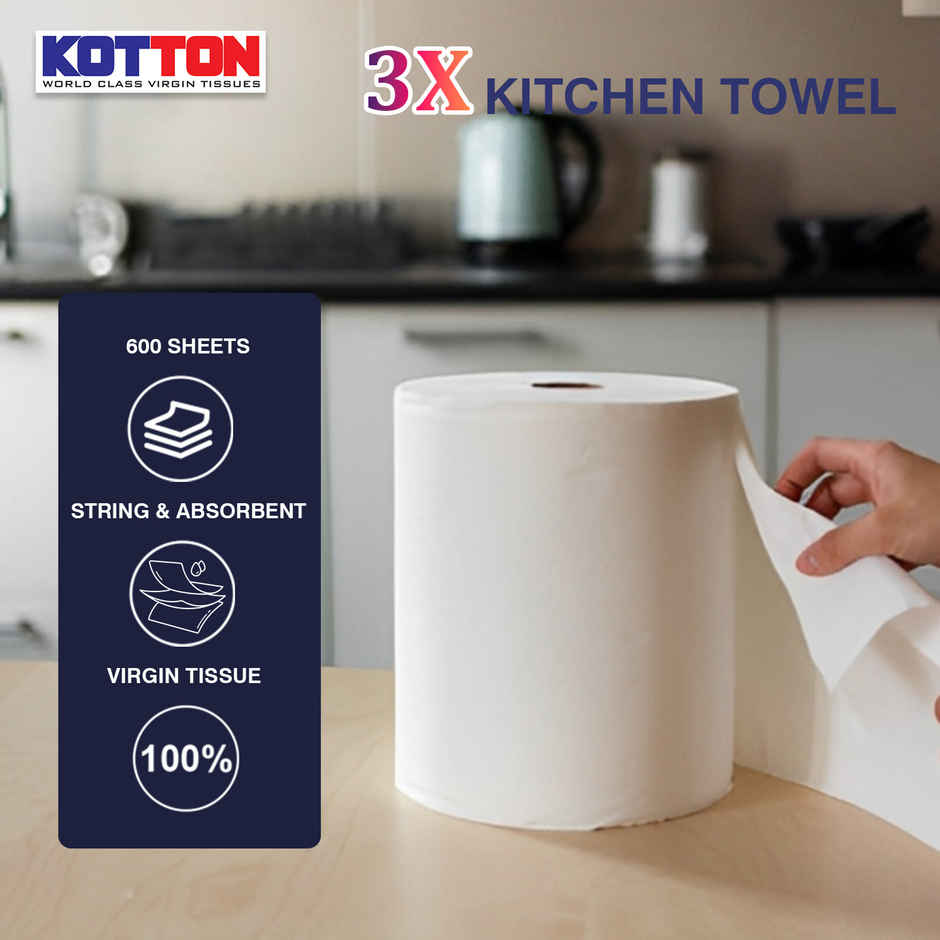 Kotton Jumbo Kitchen Towel Roll 600 Sheets Per Roll