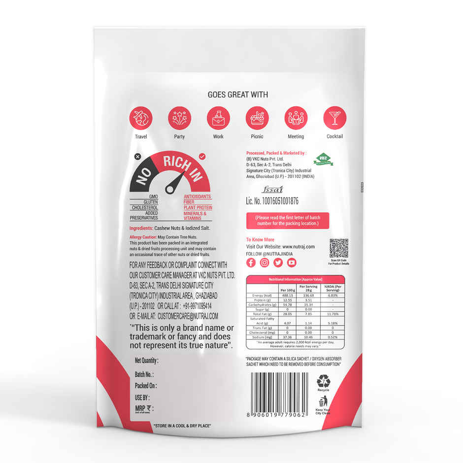 Nutraj Snackrite Cashew/Kaju Roasted & Salted