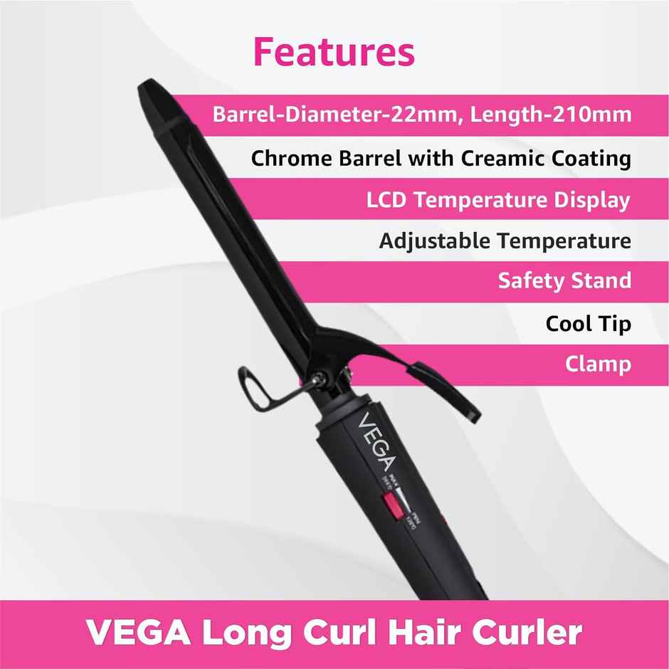 VEGA VHCH-03 Hair Curler - Ceramic | 35W | Corded Electric | Cool Tip & Safety Stand
