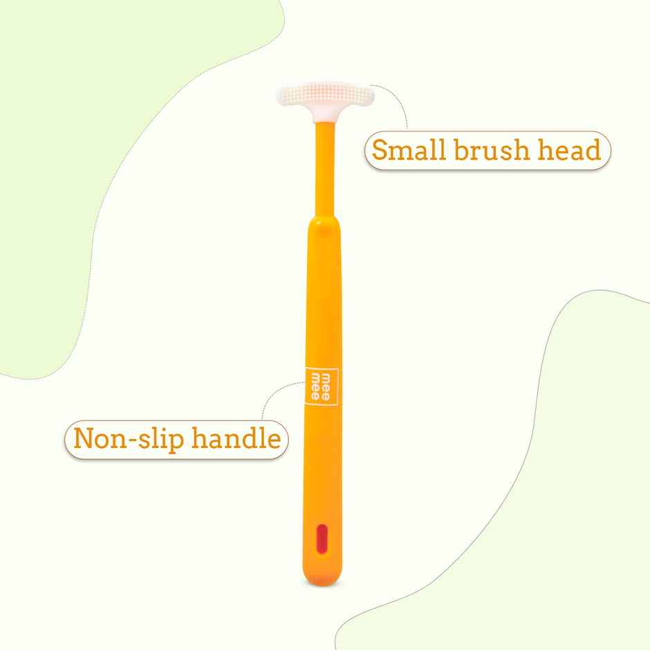 Mee Mee Tender Tongue Cleaner with Non-Slip Handle Soft Rubber Tip Easy Grip for Kids/Babies Green