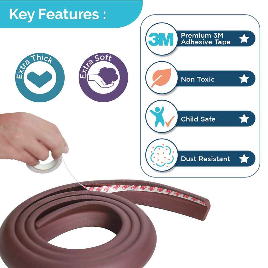 LuvLap Furniture Edge Guard Strips for Baby safety with 3M Adhesive, 2 Metre, Non Toxic, BPA Free