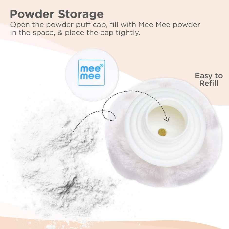 Mee Mee BPA Free Powder Puff with Storage Container for Babies (Premium Pink)