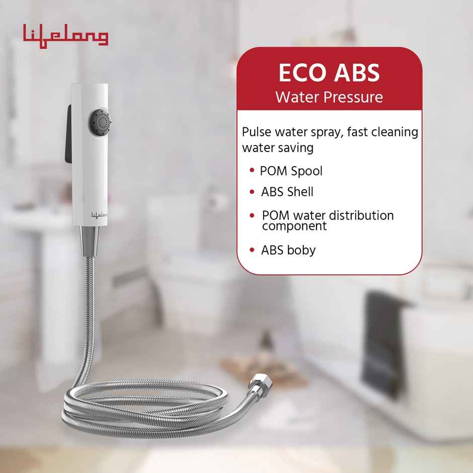 Lifelong Abs Health Faucet With Ss-304 Grade 1.0 M | Hand Jet Bidet Spray | White | Llbahf12