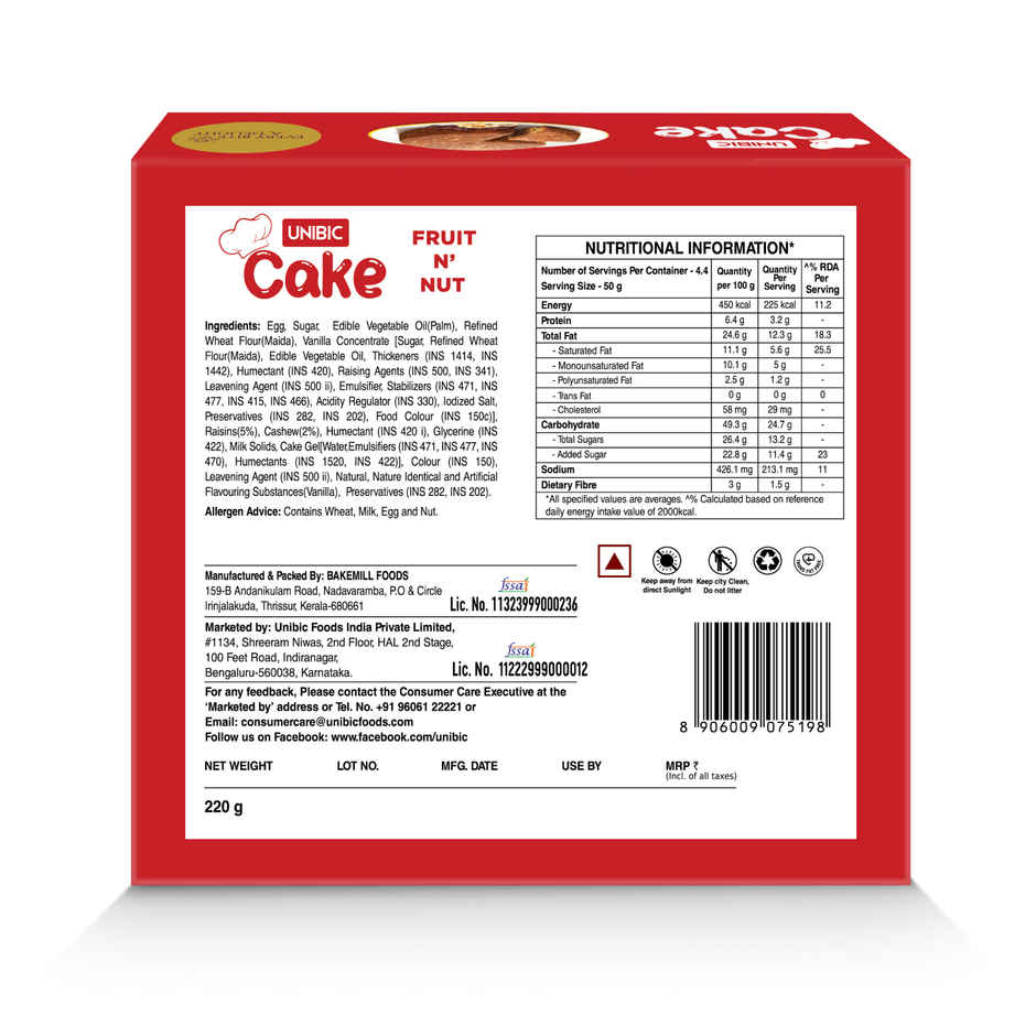 UNIBIC Cake - Fruit N Nut
