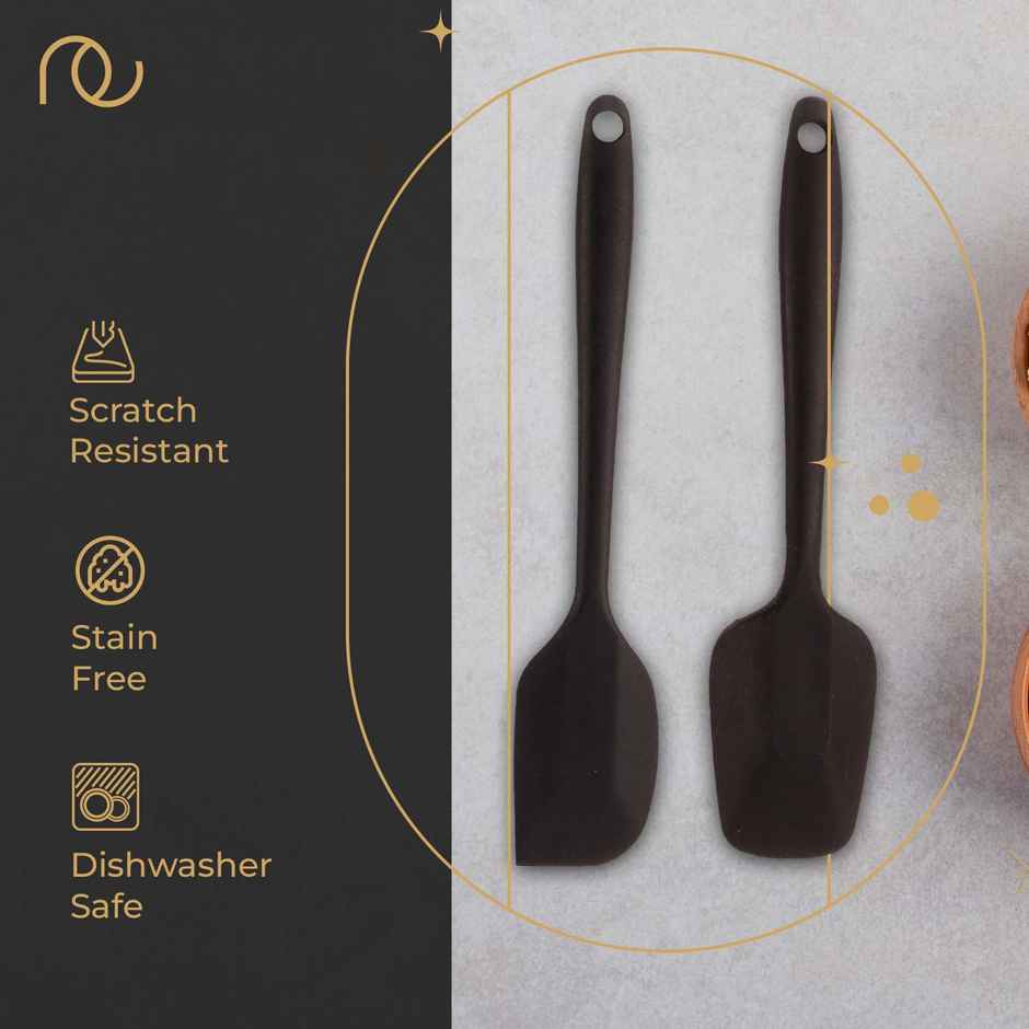 Frenchware Non-Stick Premium Silicone Spatula (Large Spatula & Spoon, Black) for Cooking & Baking