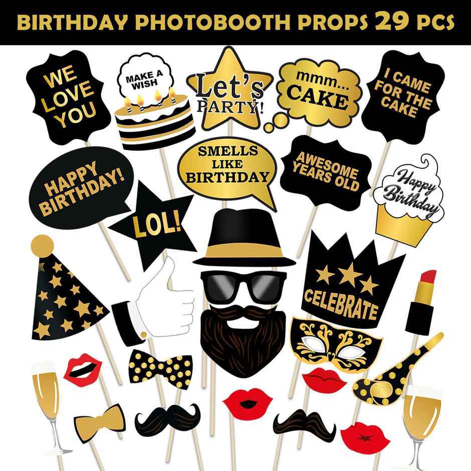 Birthday Photo Booth Props For Kids Selfie Photobooth, Birthdays Party Decorations | Party Propz