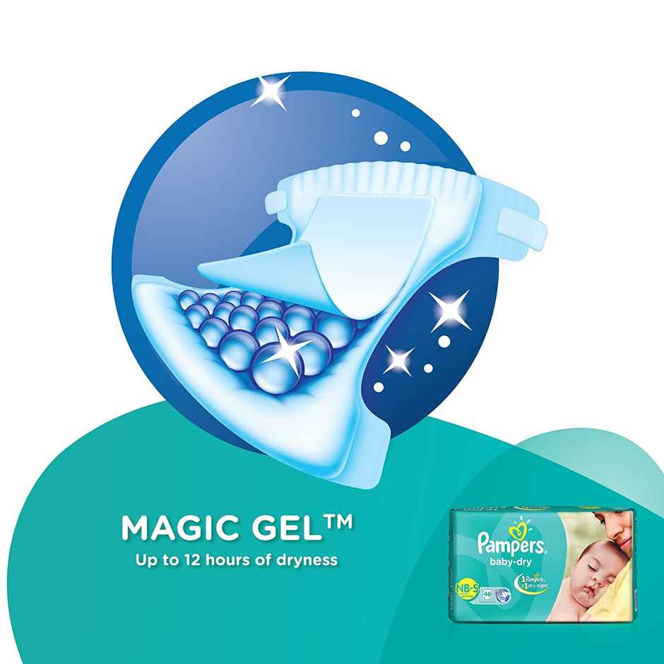 Pampers Baby Dry Diapers | Taped Style | NB | 46 pcs