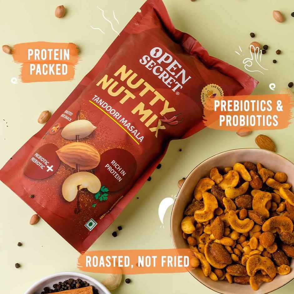 Open Secret Tandoori Dry Fruits mix (Almonds, Peanuts & Cashews) - Healthy Snack | Tasty Nuts