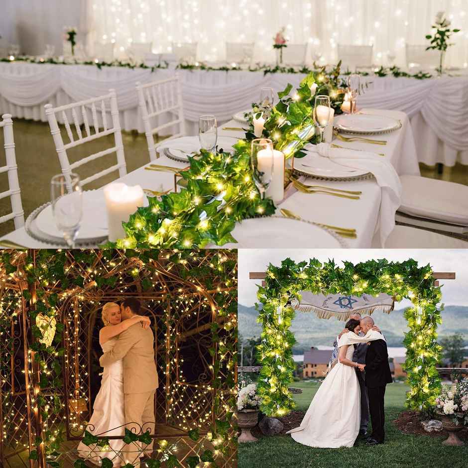 Party Propz Artificial Ivy Garland Fake Plants Vine Hanging Garland For Party Decoration With 80Led