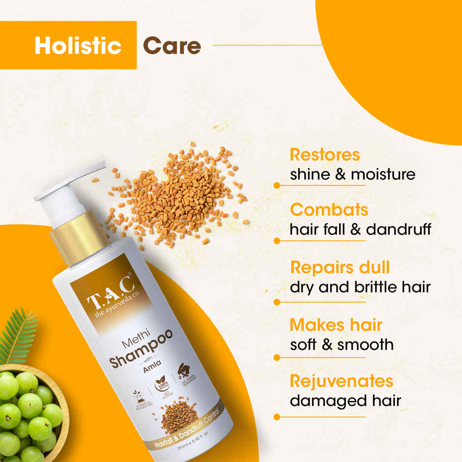 TAC Methi Hair Shampoo - Natural & Ayurvedic Formula - Sulphate & Paraben Free