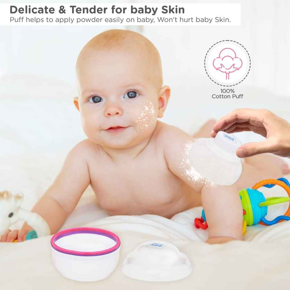 Mee Mee BPA Free Powder Puff with Storage Container for Babies (Premium Pink)