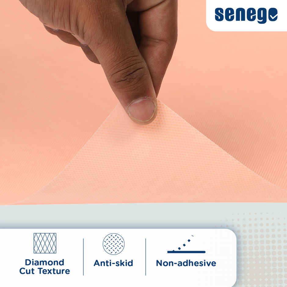Senego by Trendy Home Anti-Slip Mat - For Fridge, Cupboard, Drawers, Shelf Liner | Peach- 45 cm x 5 m