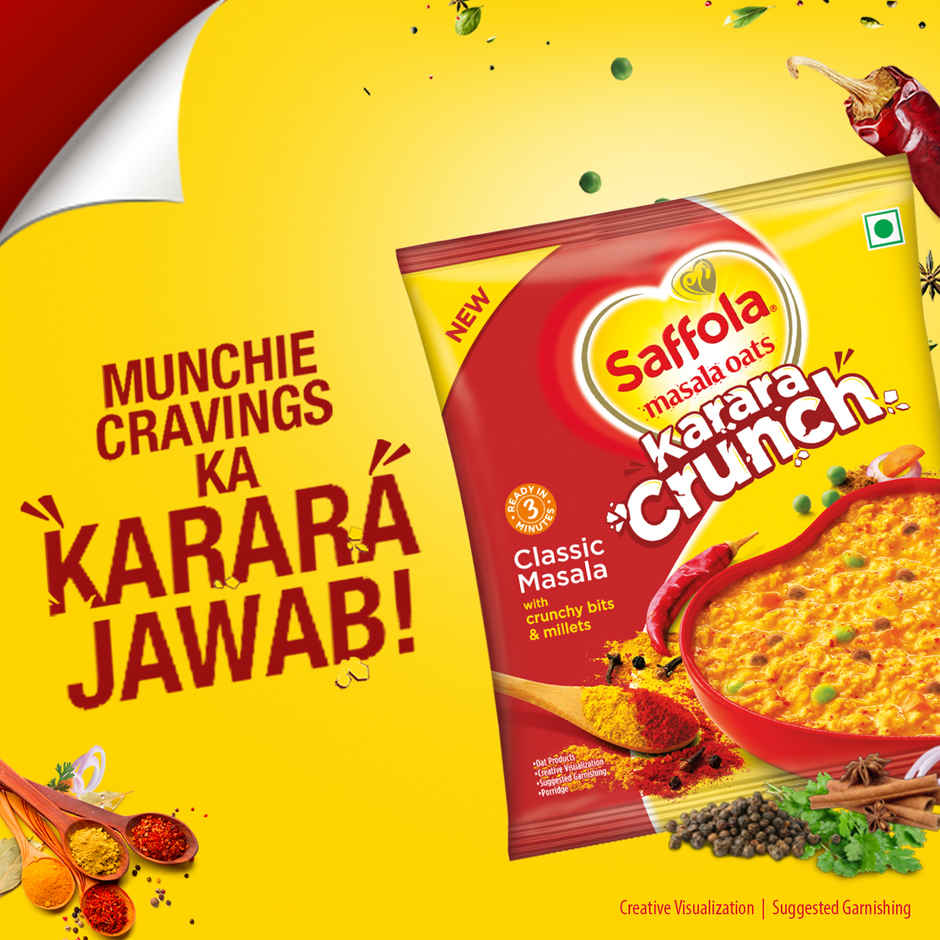 Saffola Masala Oats Karara Crunch, Tasty Snack, Classic Masala
