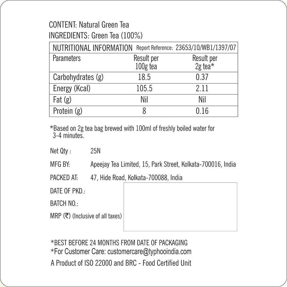 Typhoo Pure Green Tea Natural