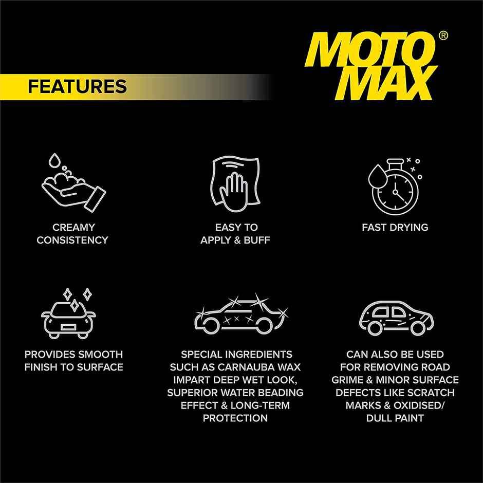Motomax Bike & Car Cream Polish | 60 gm with Carnuba Wax and Micro Polishing Agents