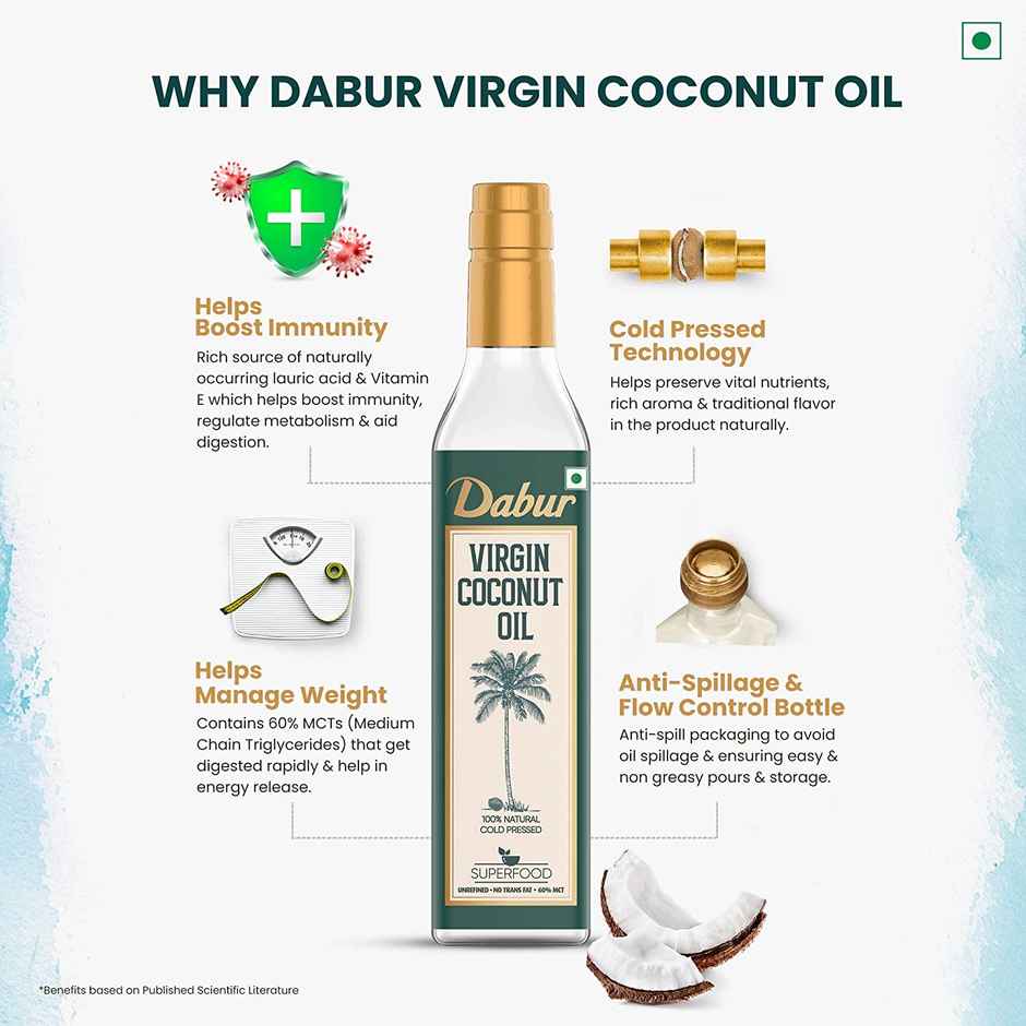 Dabur Virgin Coconut Cold Pressed Oil (Nariyal Oil)