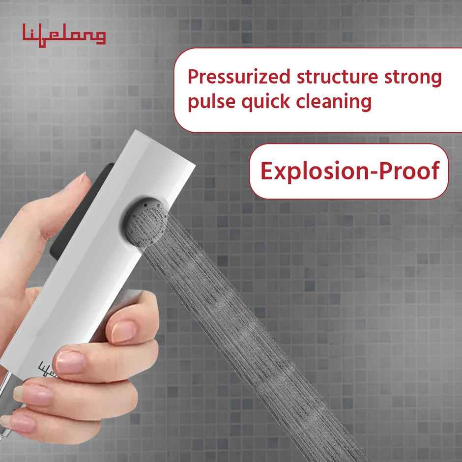 Lifelong Abs Health Faucet With Ss-304 Grade 1.0 M | Hand Jet Bidet Spray | White | Llbahf12