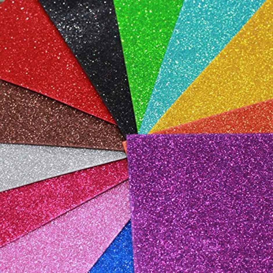 EVA Foam Glitter Sheets A4 Size, Assorted Colours