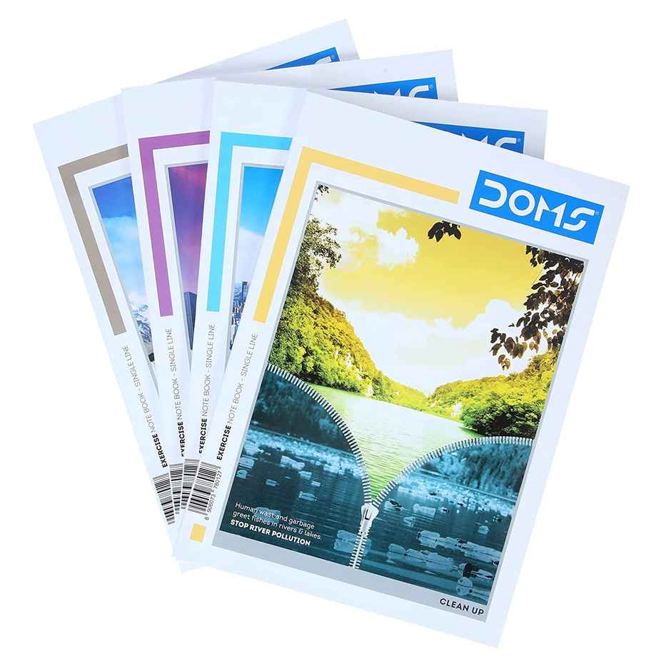 Doms Single Line A4 | Clean Up Series Note Book | 124 Pages | 21 x 30 cm | Assorted Designs