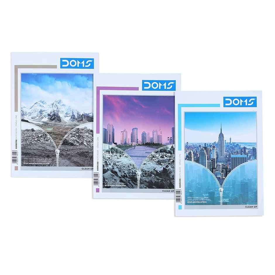 Doms Single Line A4 | Clean Up Series Note Book | 124 Pages | 21 x 30 cm | Assorted Designs