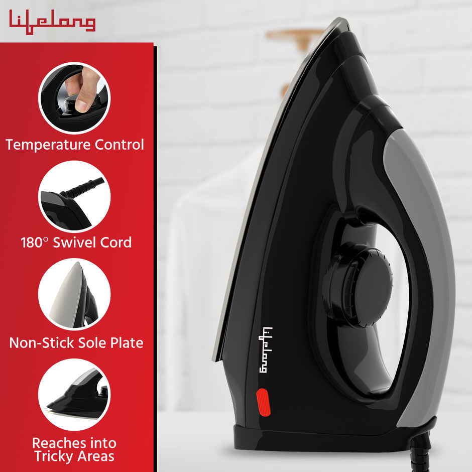 Lifelong Lldi18 1000 Watt Dry Iron - Black