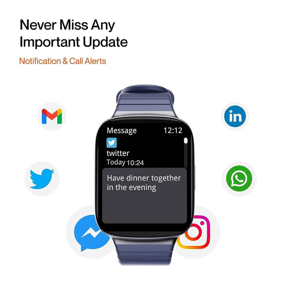 Ambrane Fitshot Edge Smartwatch With Health Monitoring | 1.69" HD Display | IP68 Waterproof - Blue