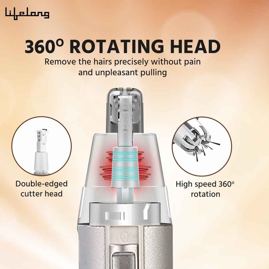 Lifelong Llpcm300 Rechargeable Nose And Ear Trimmer; 40 Minutes Runtime And Washable; For Men, Women