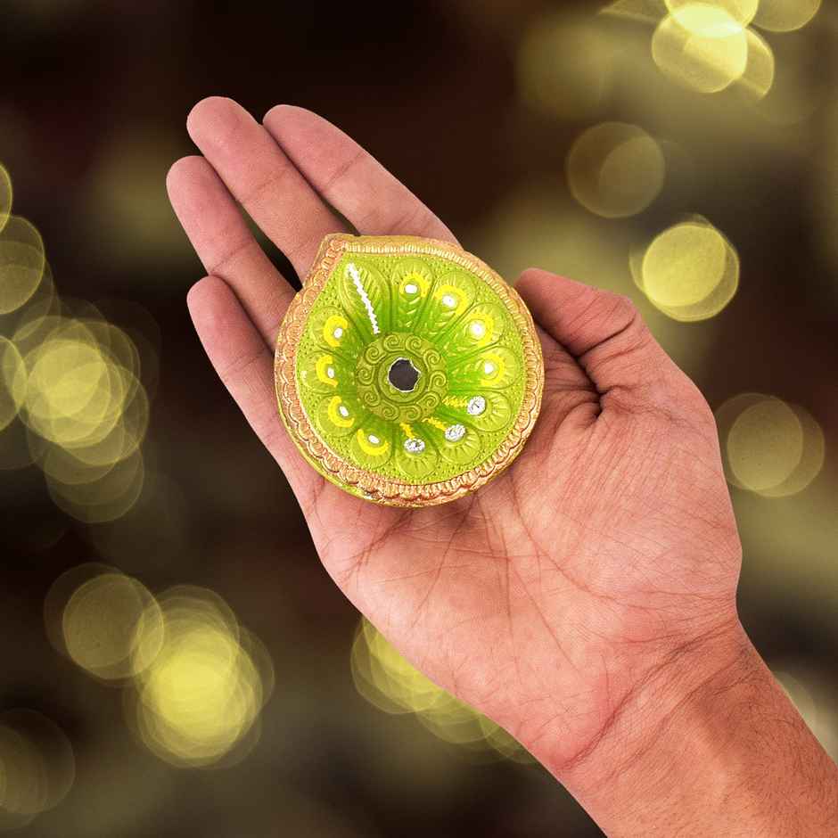 Designer Multicolor Clay Diya | 6+1 | Designer Diya | Satvik