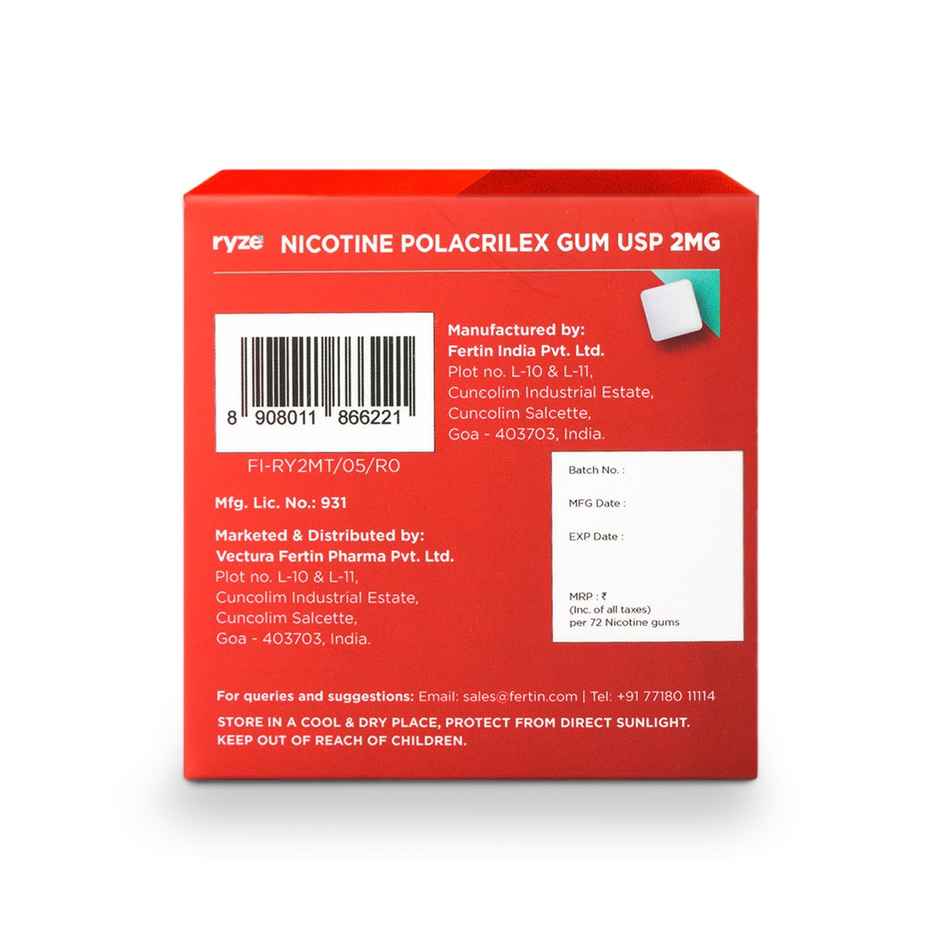 Ryze Frosty Mint Nicotine Gums 2MG | 9 Gum Blister