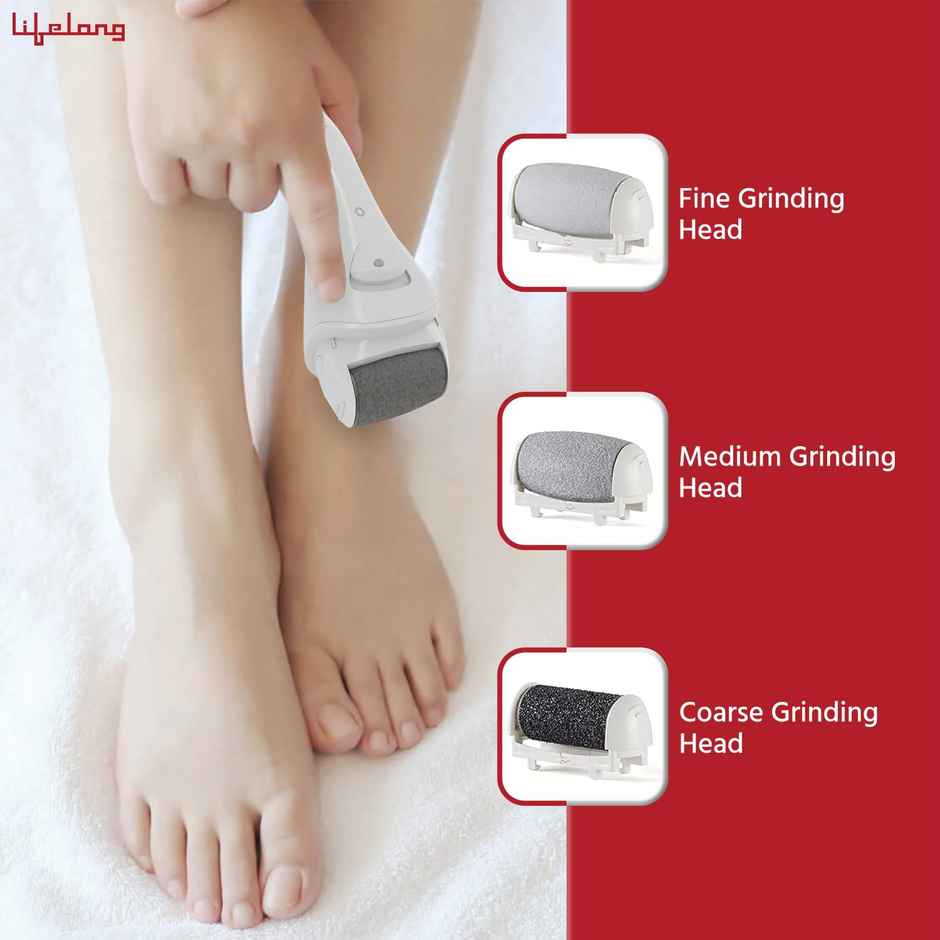 Lifelong LLPCW04 Rechargeable Callus Remover - 3 Changeable Roller Heads