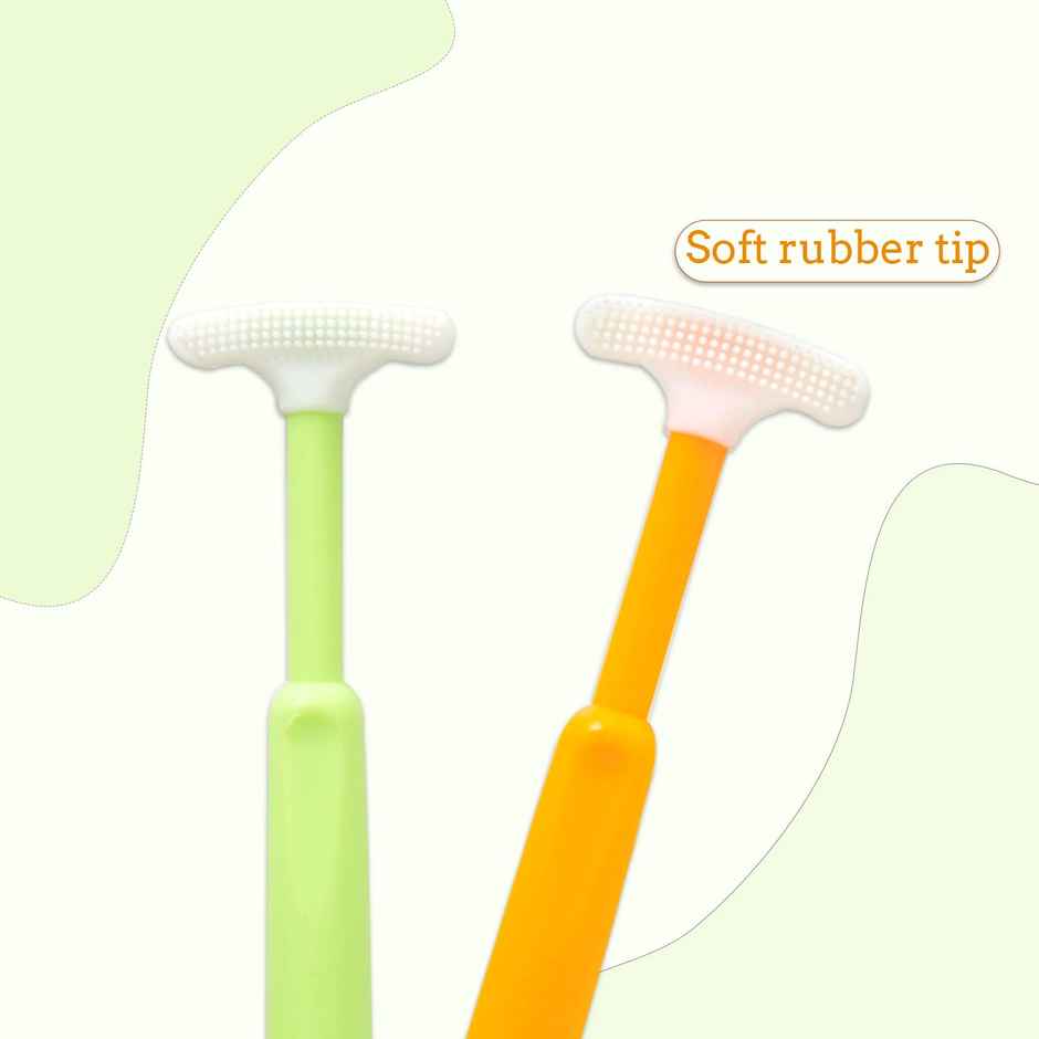 Mee Mee Tender Tongue Cleaner with Non-Slip Handle Soft Rubber Tip and Easy Grip for Kids/Babies Orange